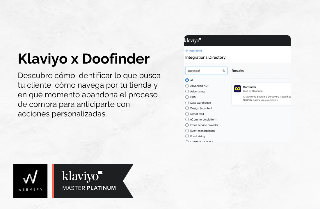integración Doofinder Klaviyo